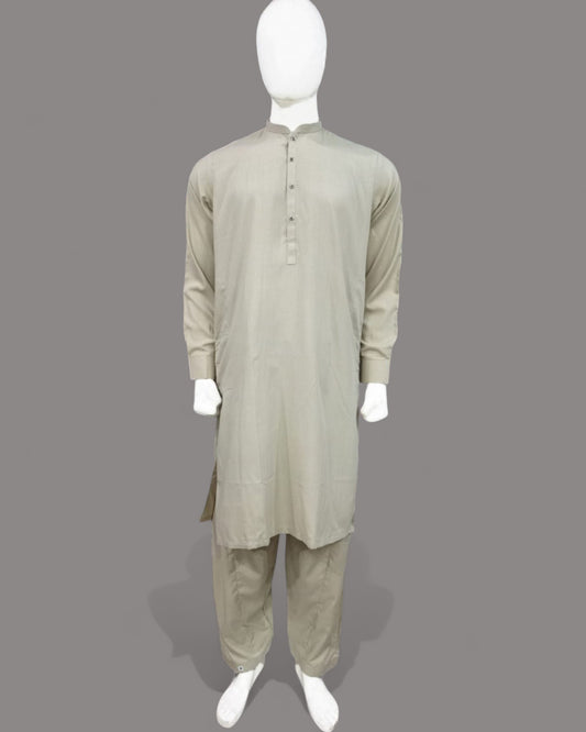 Men’s Plain Shalwar Qameez- Skin Texture - button & threads