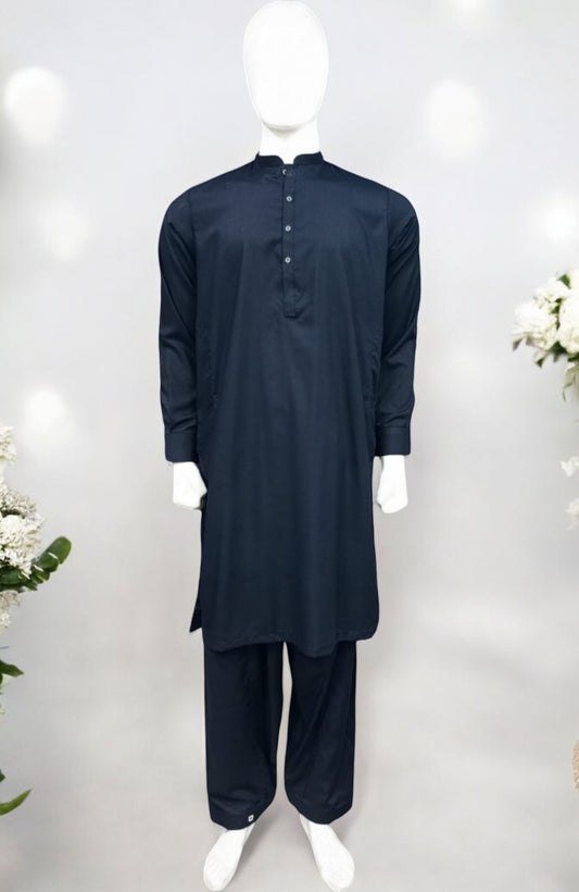 Men’s Plain Shalwar Qameez- Matt Grey - button & threads