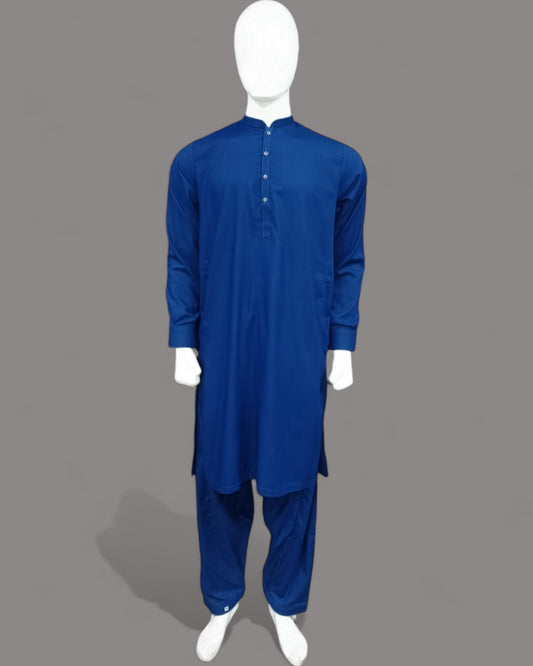 Men’s Plain Shalwar Qameez- Royal Blue - button & threads