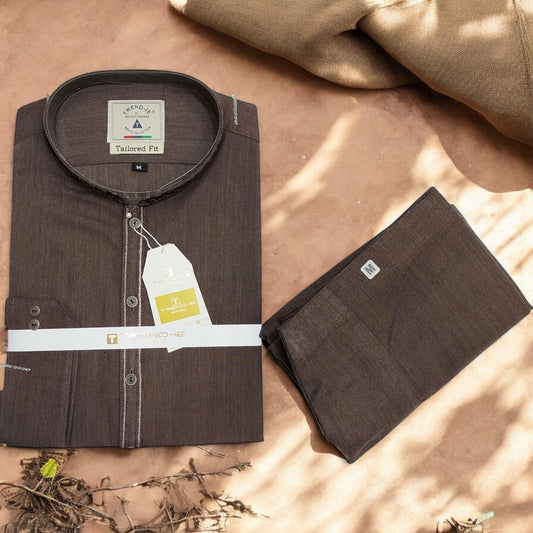 Men’s Embrioded Shalwar Qameez-Texture Beige BC1013 - button & threads