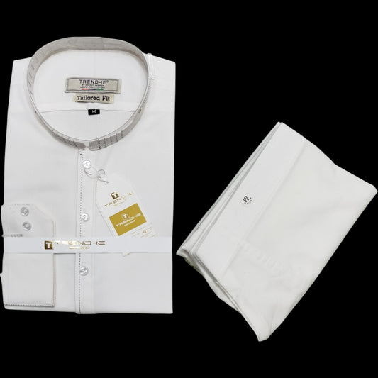 Men’s Embrioded Shalwar Qameez- Off-White BC1021 - button & threads