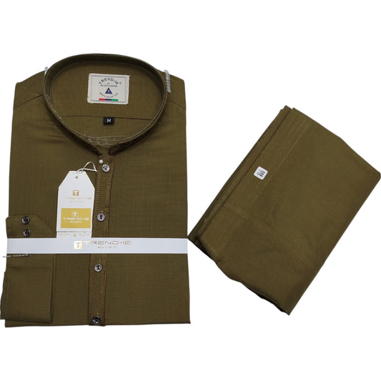 Men’s Embrioded Shalwar Qameez-Bright Olive Shamray -BC1009 - button & threads