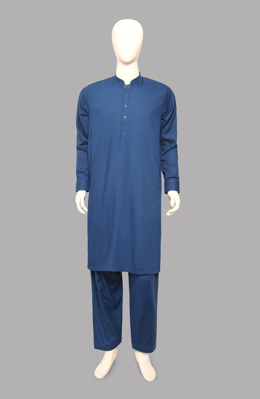 Men’s Plain Shalwar Qameez- Royal Blue - button & threads