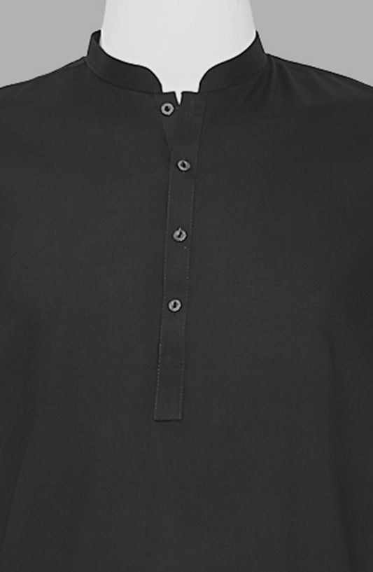 Men’s Plain Shalwar Qameez- Jet Black - button & threads