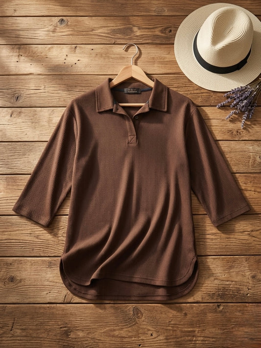 Woman Premium Tops-Brown - button & threads