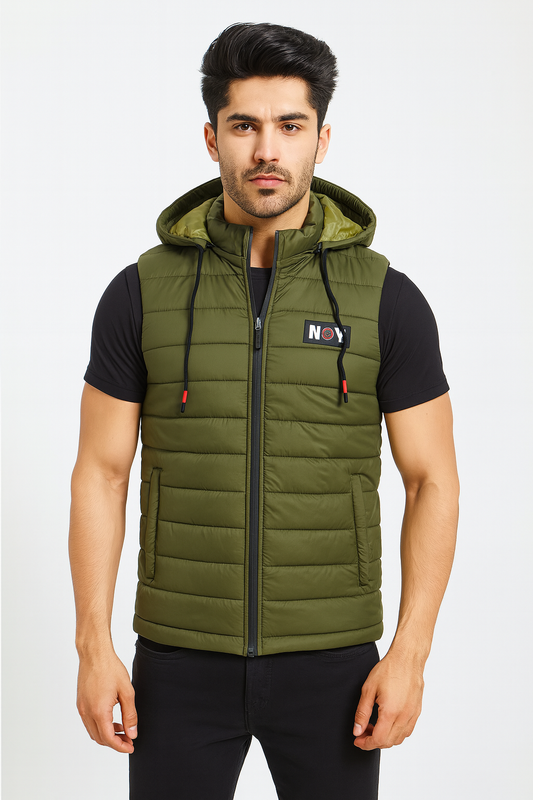 Button & Threads™ Unisex Sleeves Less Commando Green Puffer Jacket - button & threads