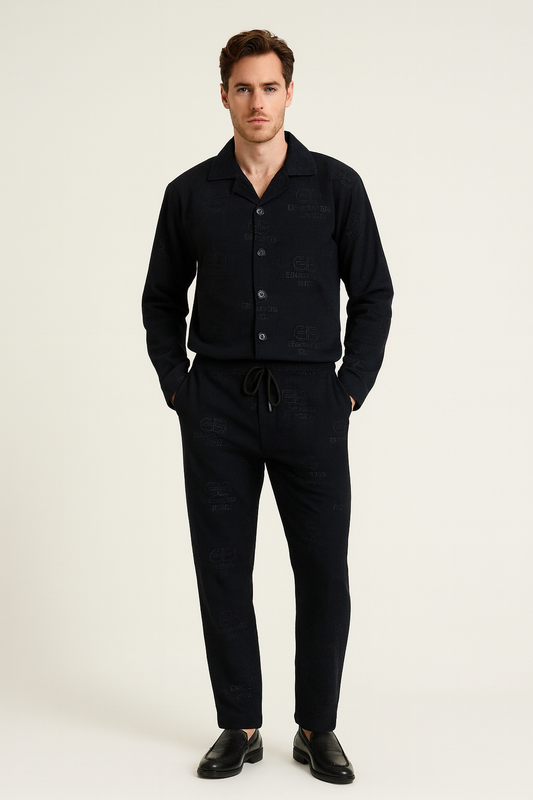 Men China Cotrai Safari Suit- Black -Paris - button & threads