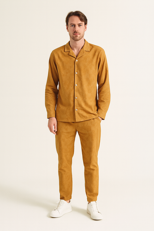 Men China Cotrai Safari Suit-Skin-Louis-Viton - button & threads