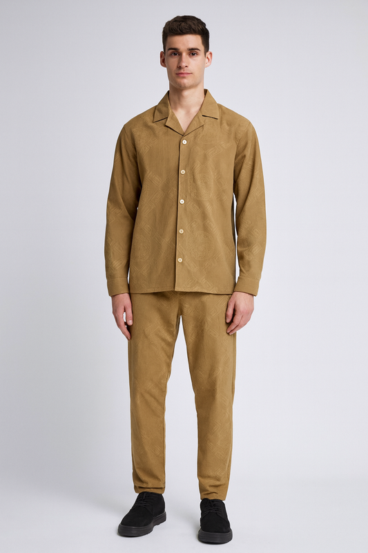 Men China Cotrai Safari Suit- Skin -Ve-sachi - button & threads