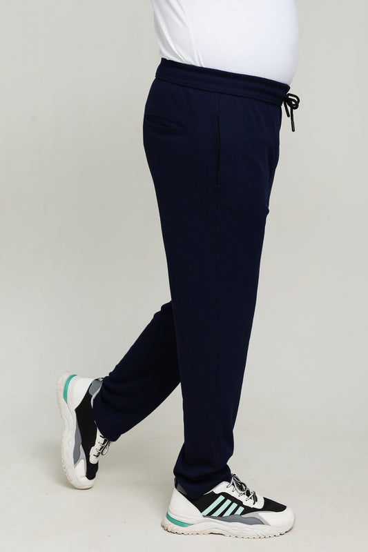 Button & Threads Men's Navy Blue Jacquard Trousers - button & threads