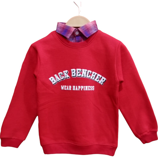 Button & Threads™ Boy Sweet Printed Collar Shirt Red Back Bencher - button & threads