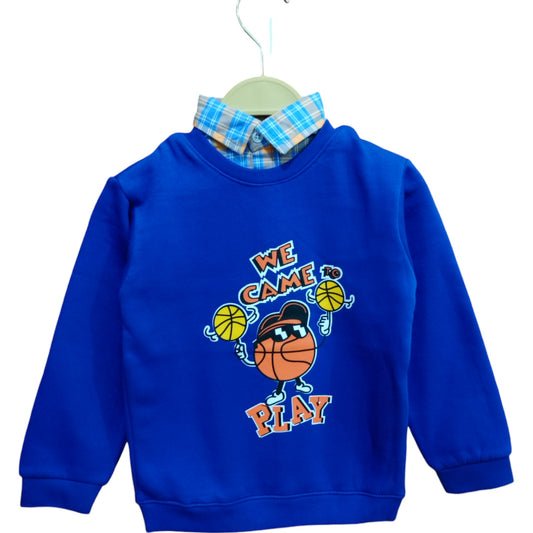 Button & Threads™ Boy Sweet Printed Collar Shirt Royal Blue - button & threads