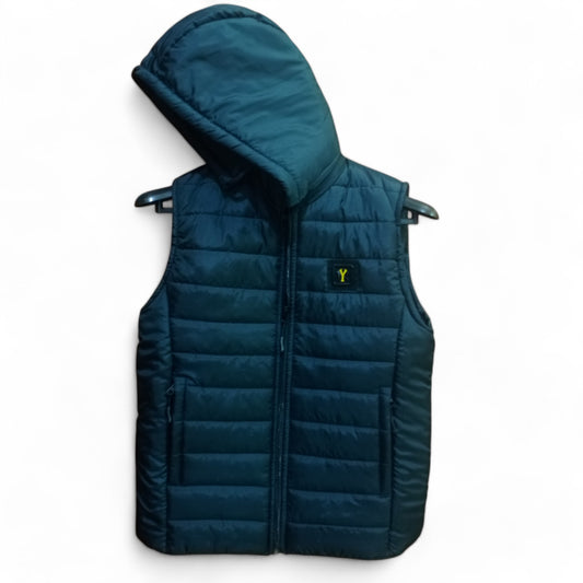 Button & Threads™ Unisex Sleeves Less Dark Grey With Badge Puffer Jacket - button & threads