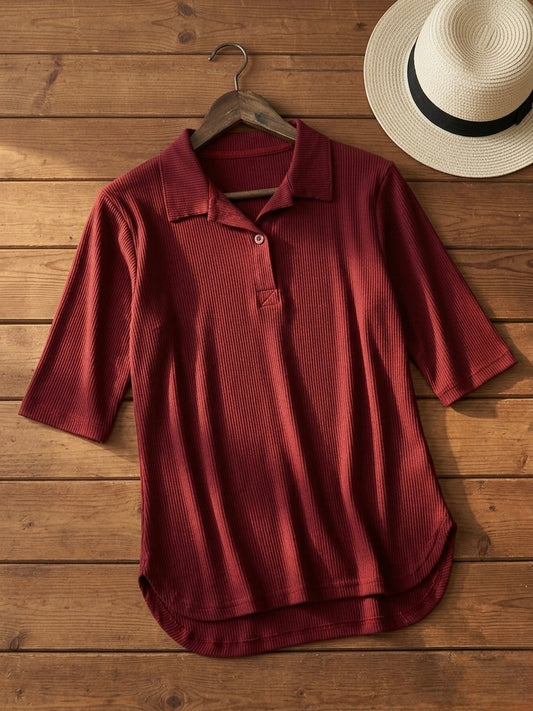 Woman Premium Tops-Mehroon - button & threads