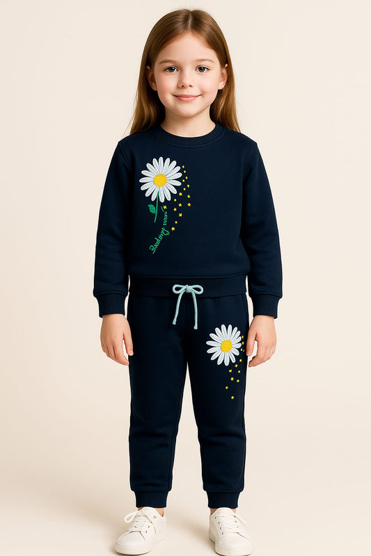Button & Threads™ Girls Flower Print Navy Track Suit - button & threads