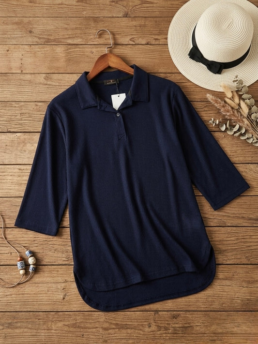 Woman Premium Tops-Navy Blue - button & threads