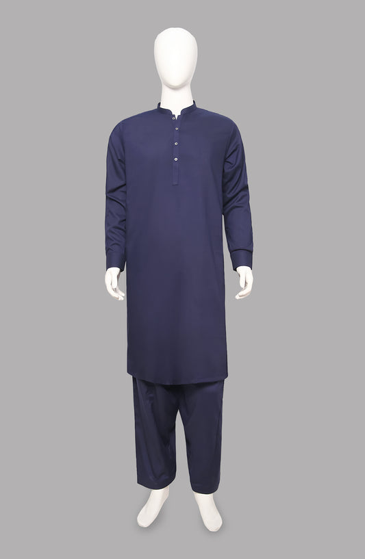 Men’s Plain Shalwar Qameez- Navy - button & threads