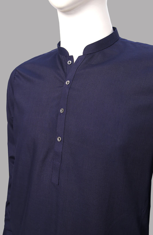 Men’s Plain Shalwar Qameez- D-Navy - button & threads