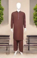 Men’s Embrioded  Shalwar Qameez- Rust - button & threads