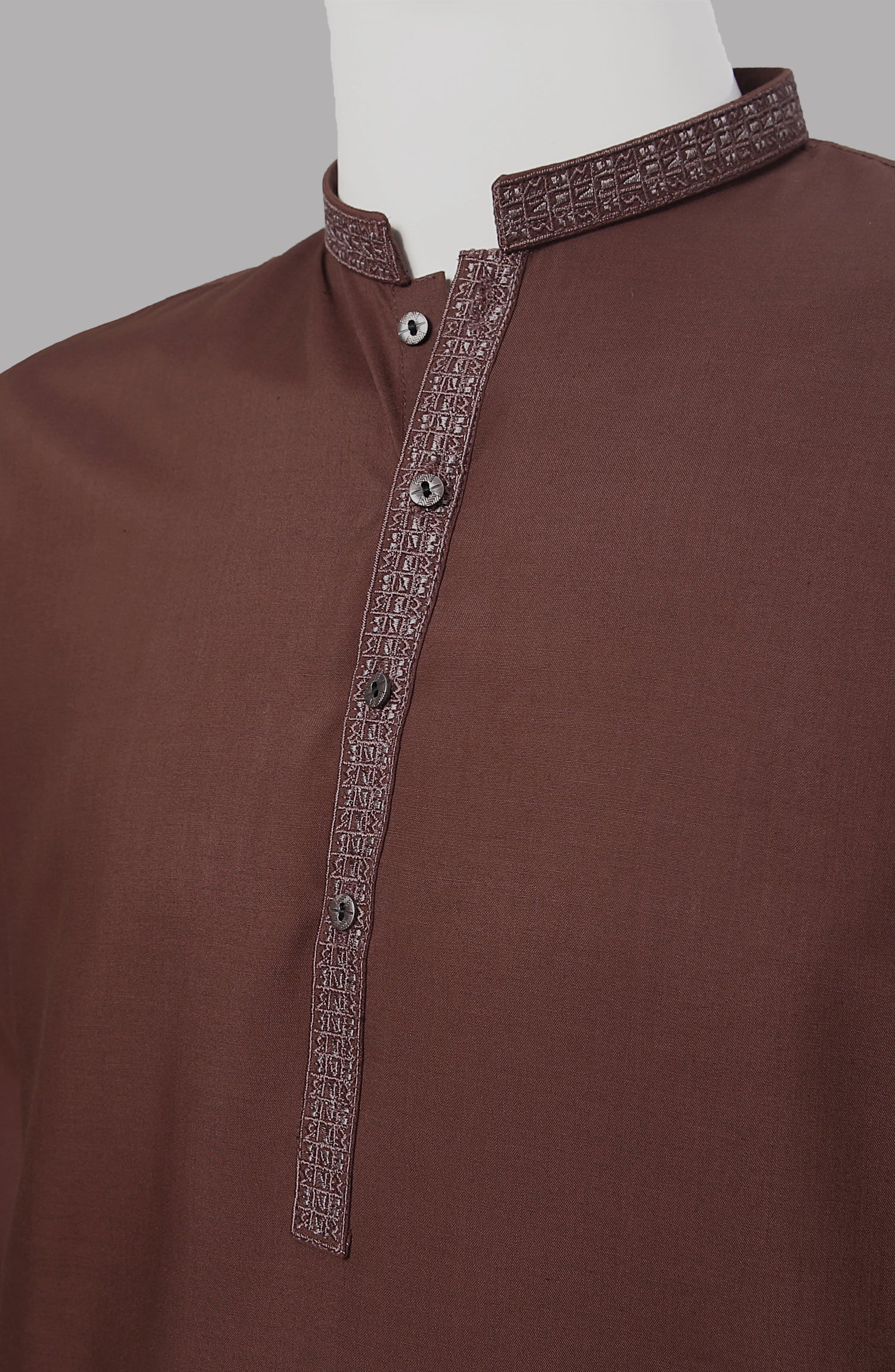 Men’s Embrioded  Shalwar Qameez- Mahroon - button & threads