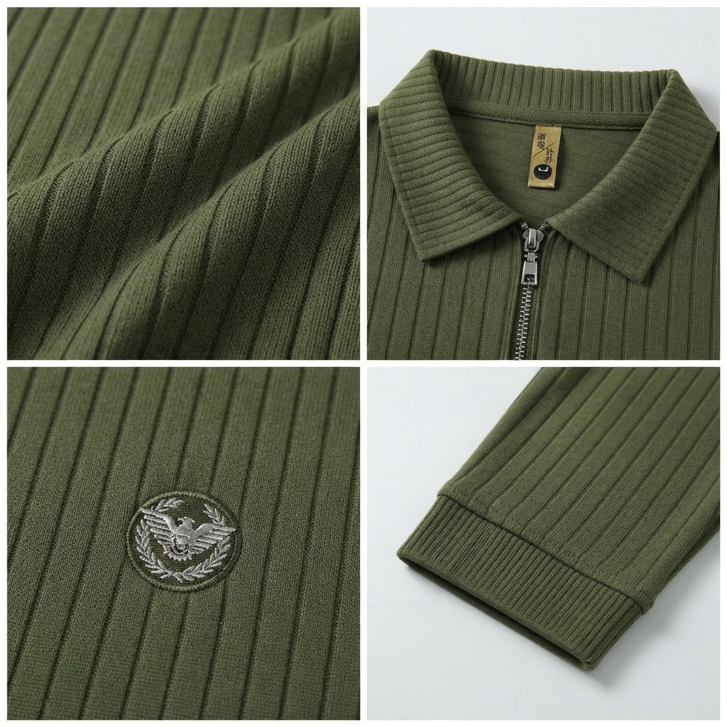 Men's Drop Needle Sweat Shirt-Olive Green