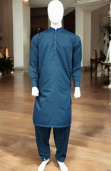 Men’s Embrioded Shalwar Qameez- Oxford Blue