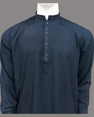 Men’s Embrioded Shalwar Qameez- Jett Black - button & threads