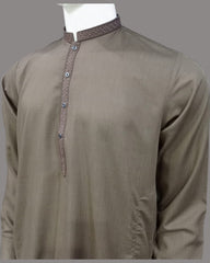 Men’s Embrioded Shalwar Qameez- Coffee Brown