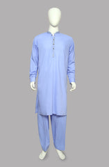 Men’s Embroided Shalwar Qameez-Light Sky - button & threads