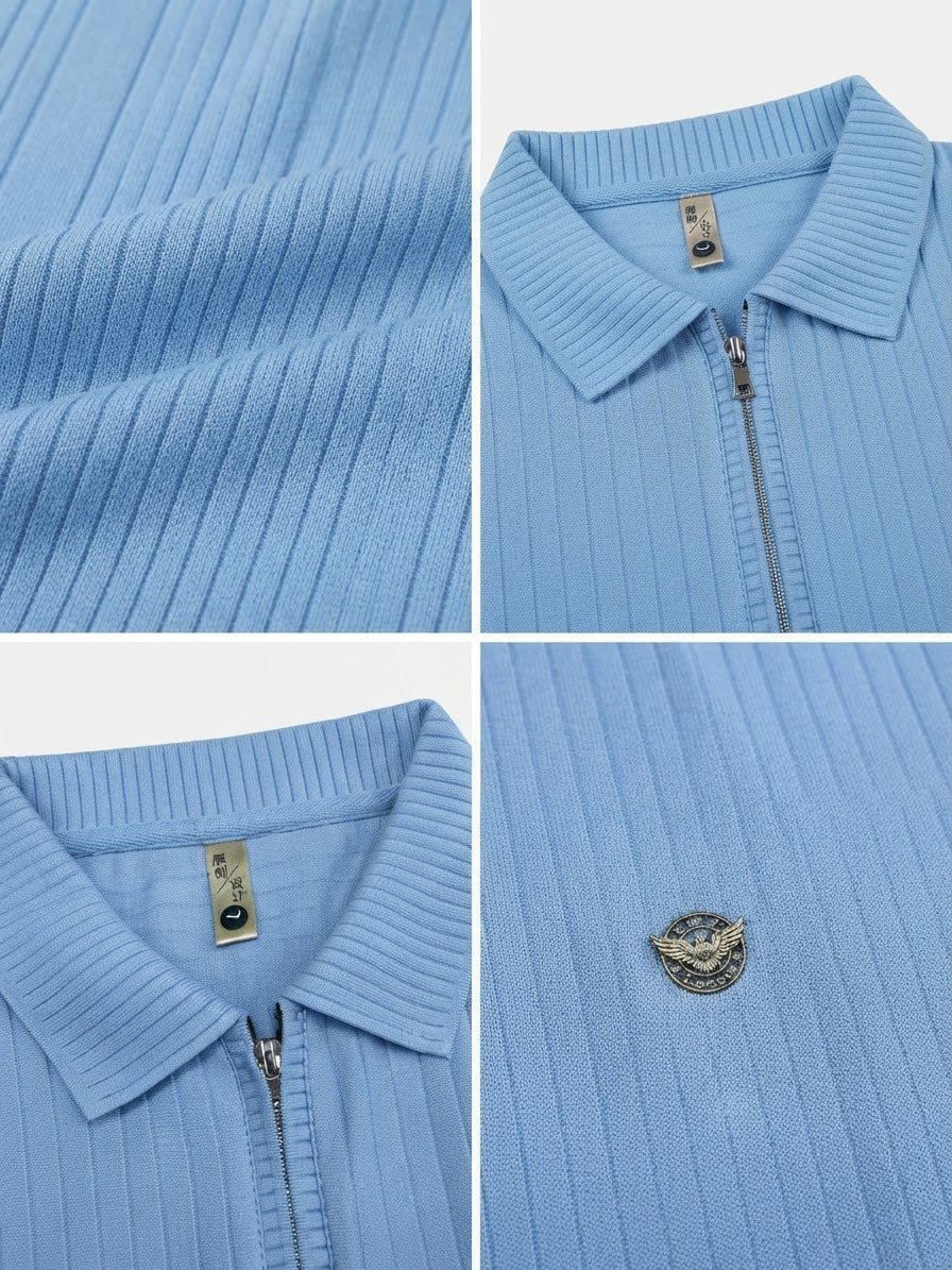 Men's Drop Needle Sweat Shirt-Sky