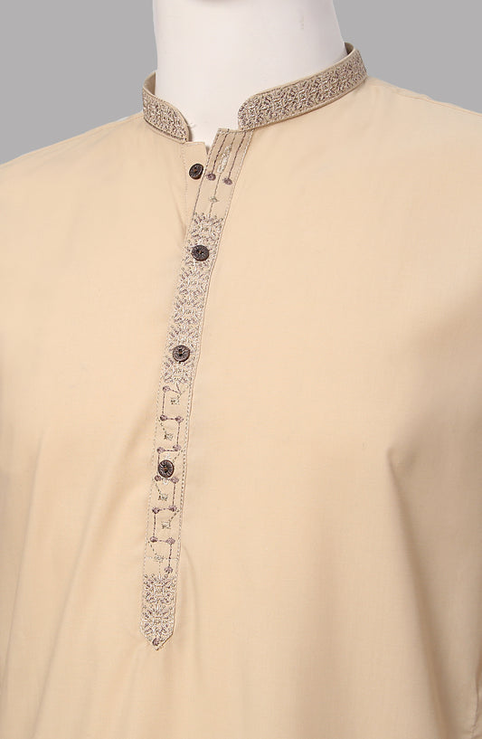 Men’s Embroided Shalwar Qameez-Skin - button & threads