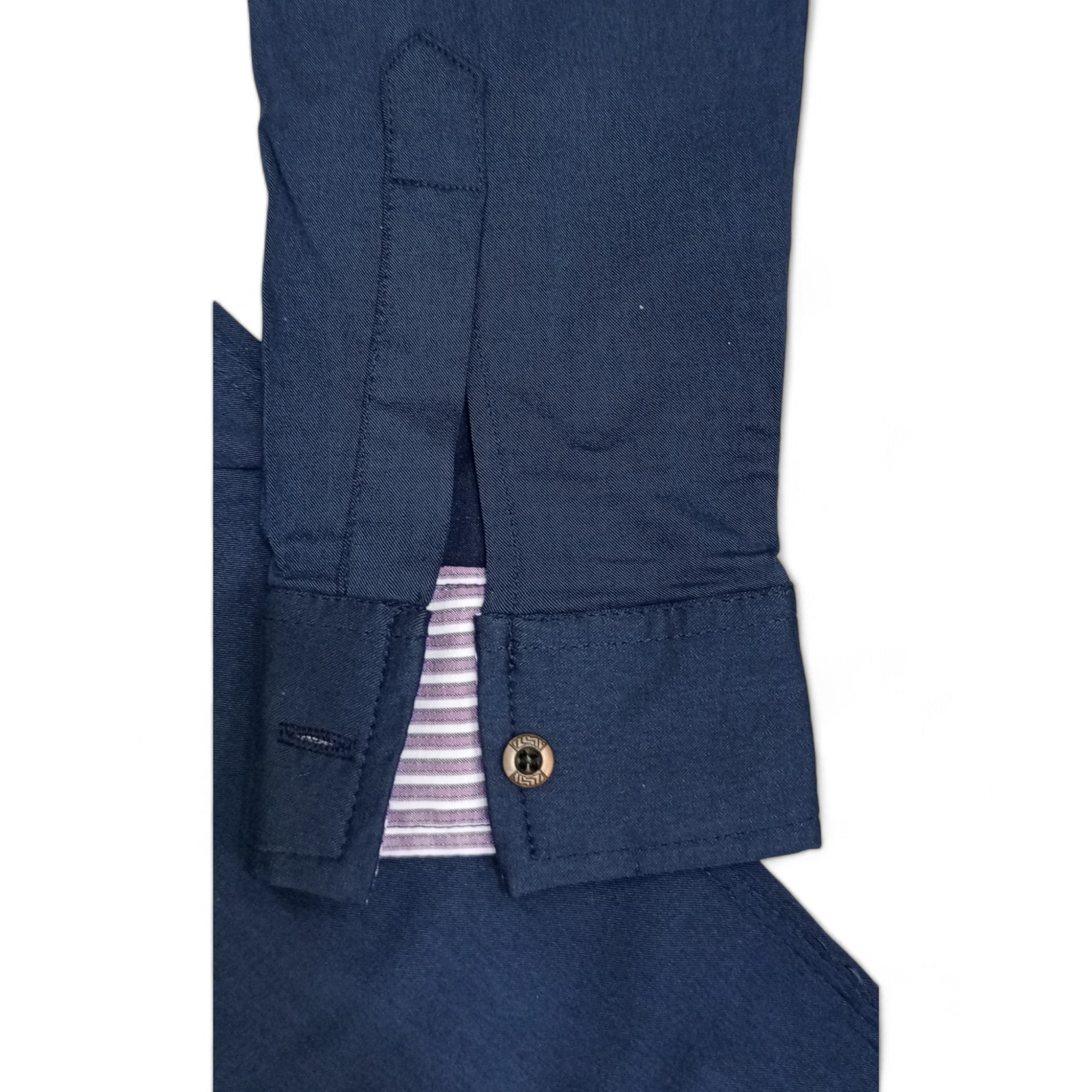 Men Stretchable Safari Suit- Navy Blue - button & threads