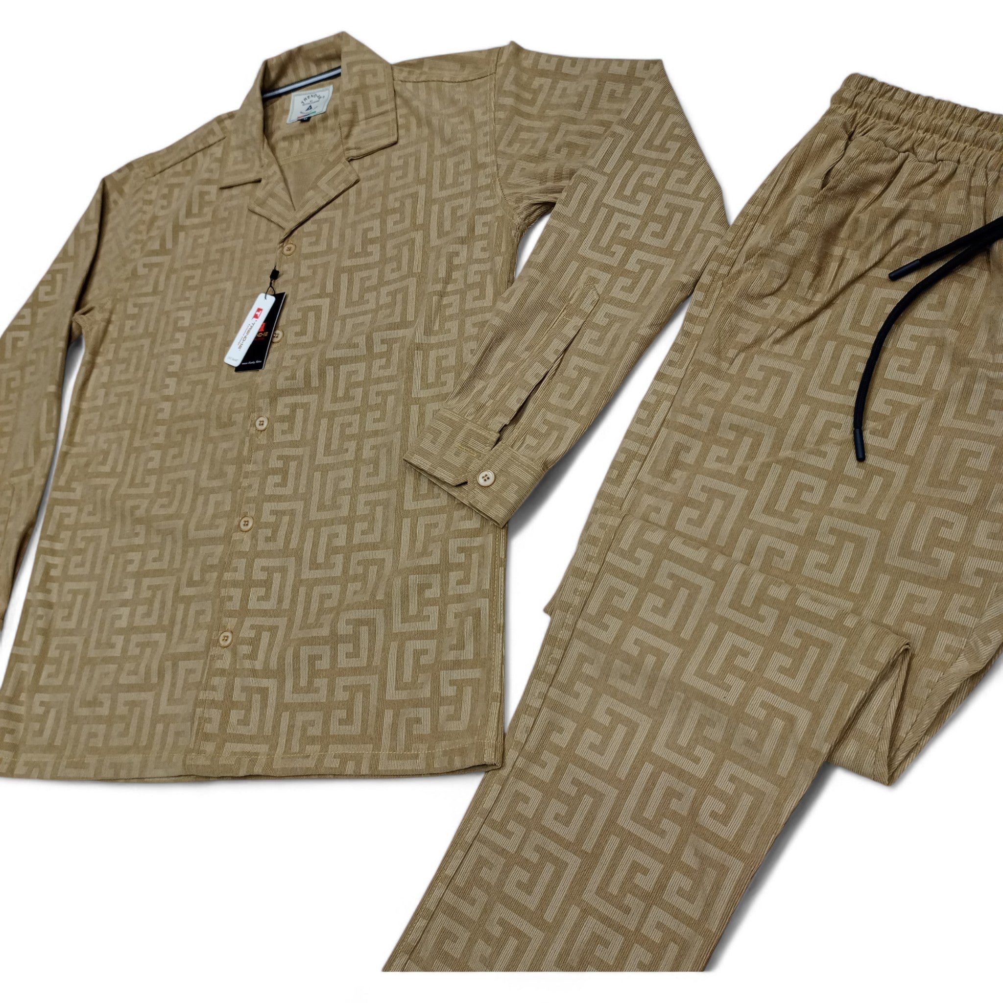 Men China Cotrai Safari Suit- Skin-Pattern - button & threads