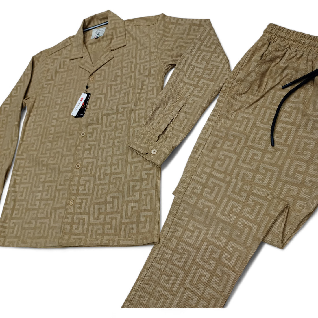 Men China Cotrai Safari Suit- Skin-Pattern - button & threads