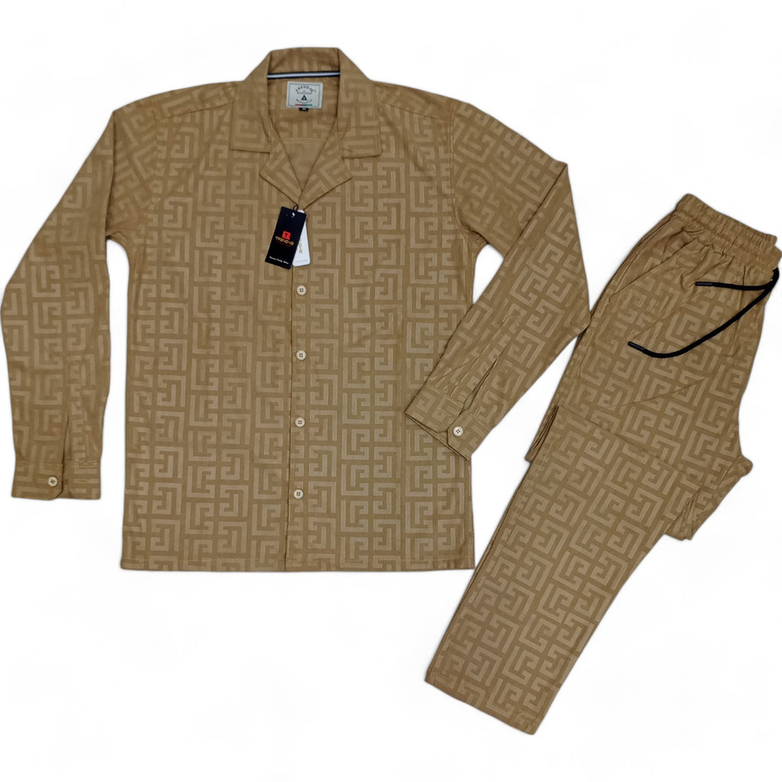 Men China Cotrai Safari Suit- Skin-Pattern - button & threads