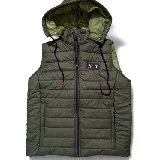 Button & Threads™ Unisex Sleeves Less Commando Green Puffer Jacket