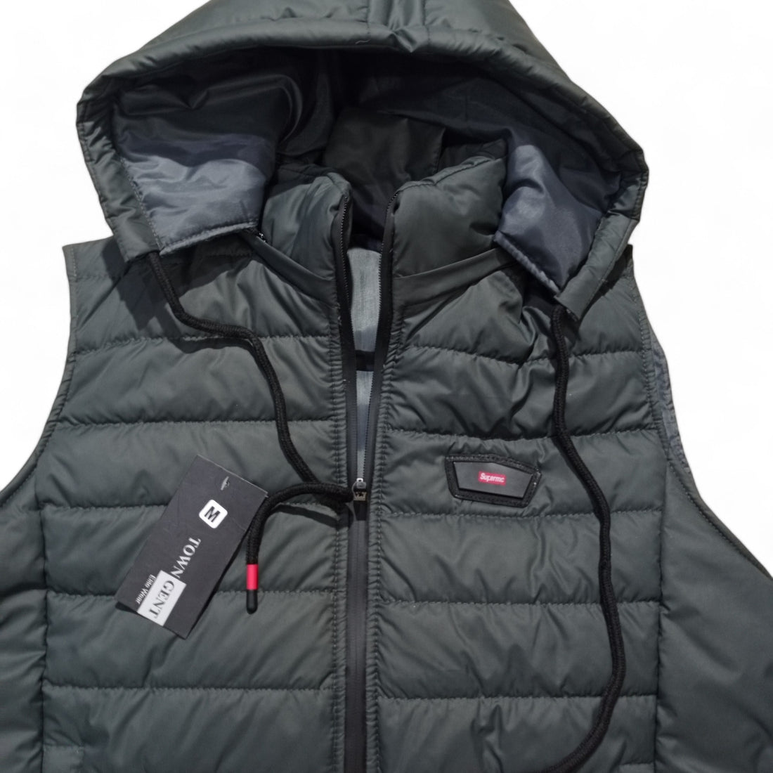 Button & Threads™ Unisex Sleeves Less Steel Grey With Badge  Puffer Jacket - button & threads