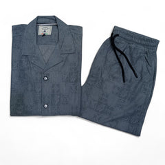 Men China Cotrai Safari Suit- Grey-Louis-Viton - button & threads
