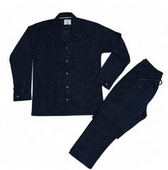 Men China Cotrai Safari Suit- Black -Ar-mani - button & threads