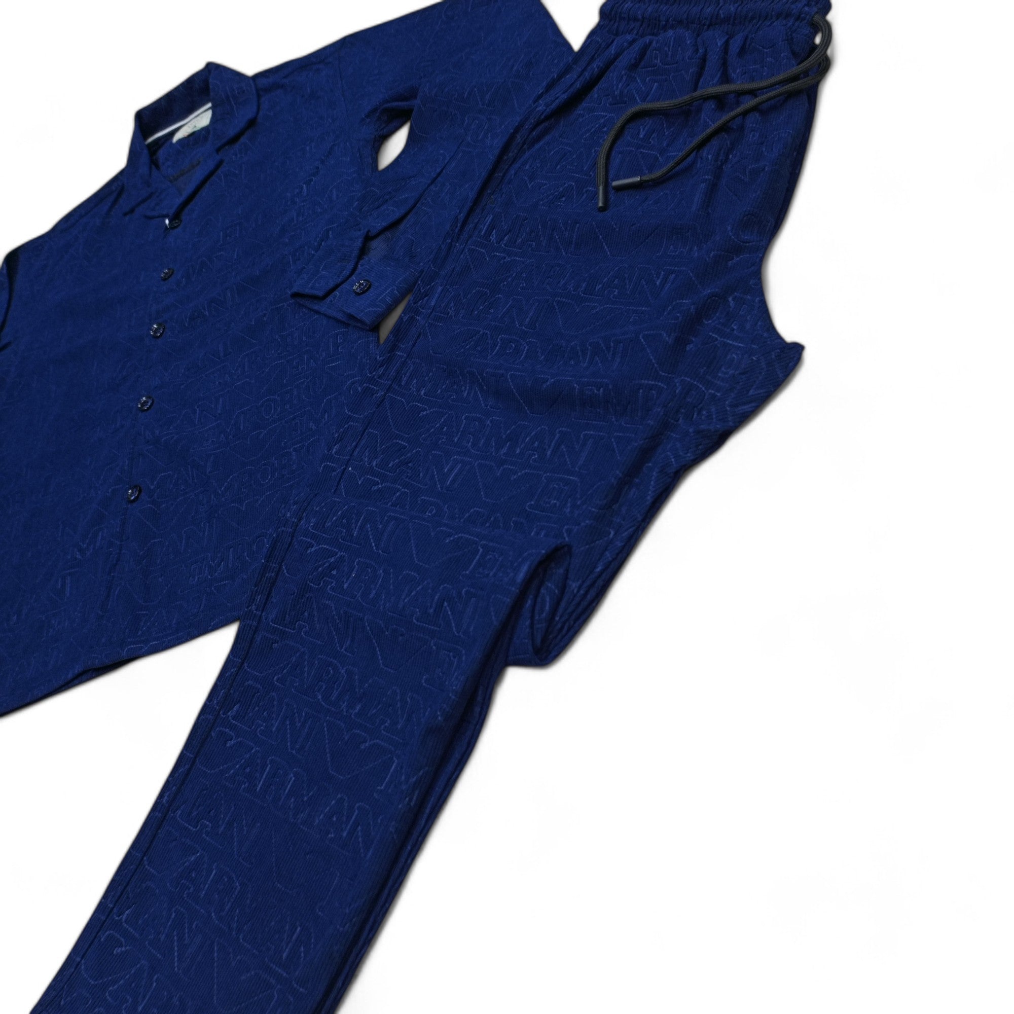 Men China Cotrai Safari Suit- Navy-Ar-mani - button & threads