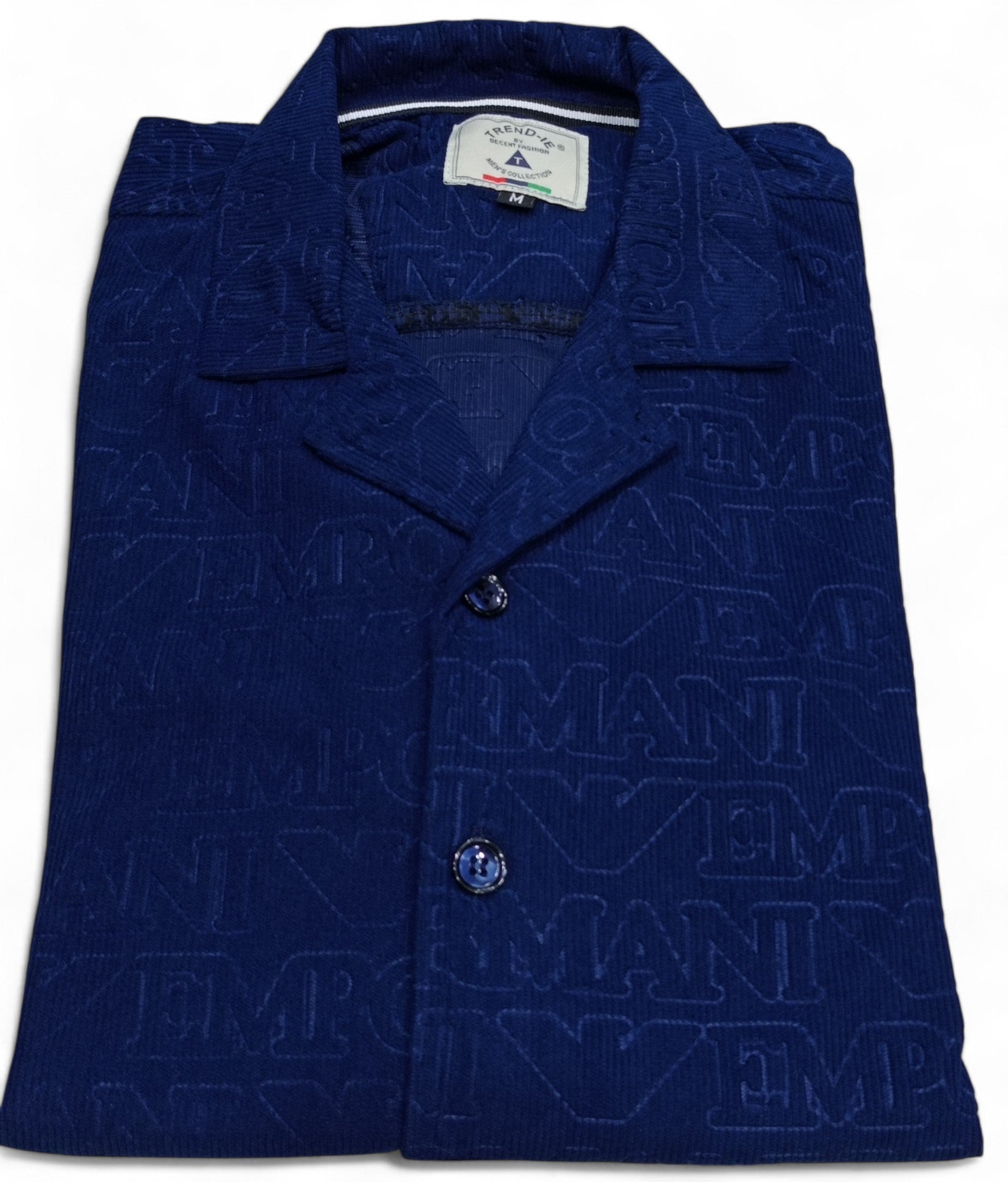 Men China Cotrai Safari Suit- Navy-Ar-mani - button & threads