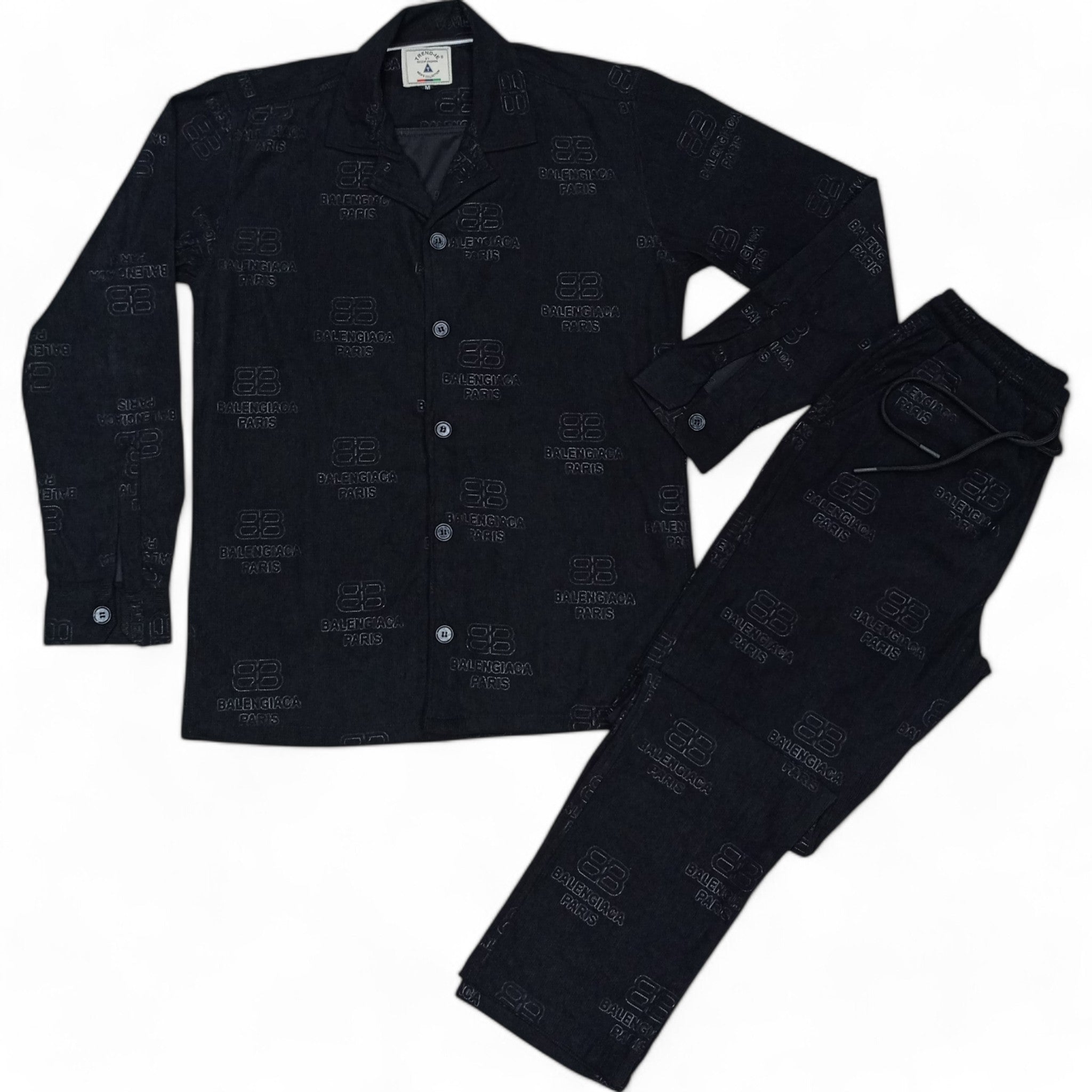 Men China Cotrai Safari Suit- Black -Paris - button & threads