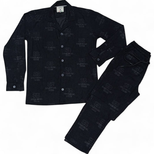 Men China Cotrai Safari Suit- Black -Paris - button & threads