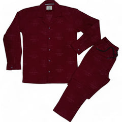 Men China Cotrai Safari Suit- Mehroon -Paris - button & threads