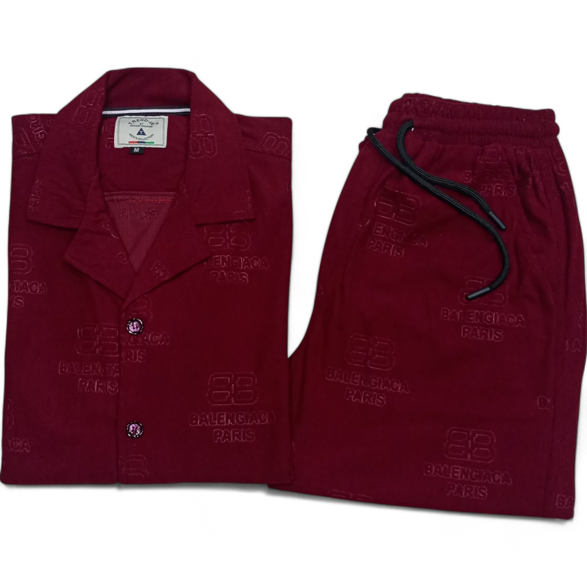 Men China Cotrai Safari Suit- Mehroon -Paris - button & threads