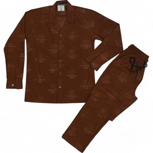 Men China Cotrai Safari Suit- Brown -Paris - button & threads