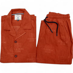 Men China Cotrai Safari Suit- Rust -Paris - button & threads