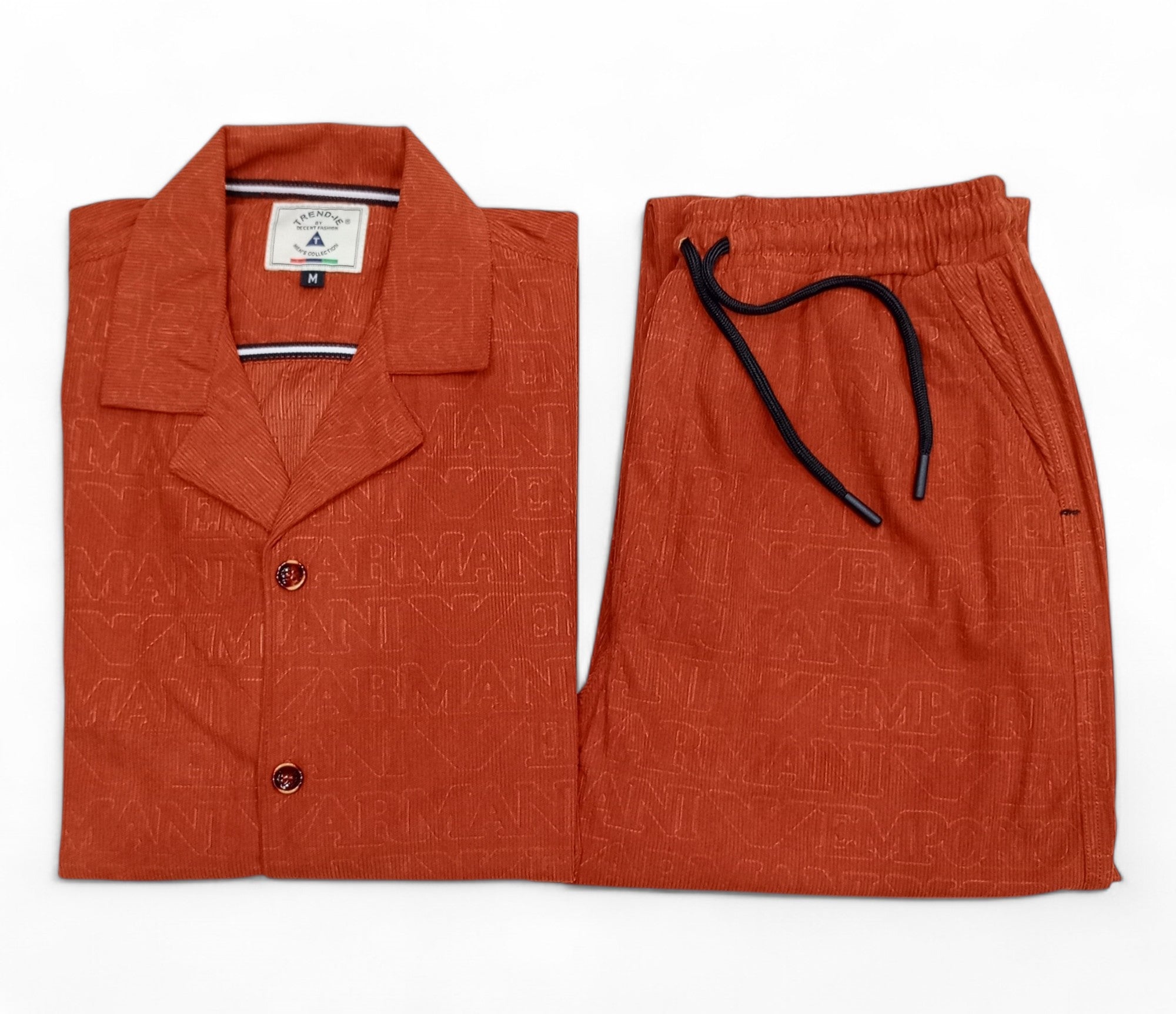 Men China Cotrai Safari Suit- Rust-Ar-mani - button & threads