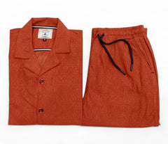 Men China Cotrai Safari Suit- Rust-Ar-mani - button & threads