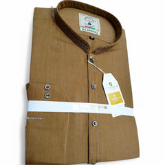 Men’s Embrioded Shalwar Qameez- Light Mustard -BC1007 - button & threads